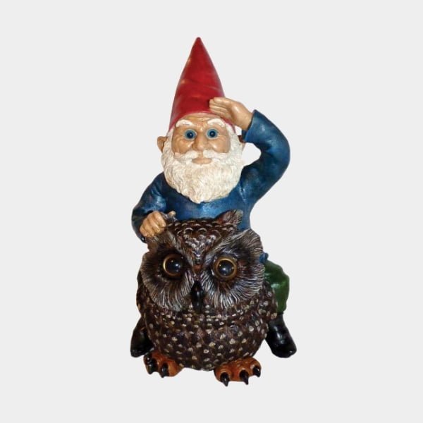 lawn-2.jpg Garrold Gnome on an Owl by Michael Carr Designs - Image 1